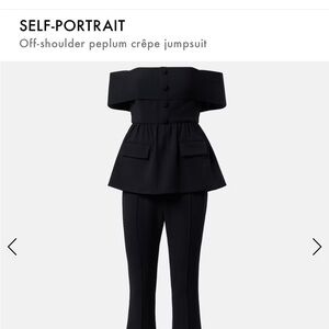 Self-Portrait Black Off-Shoulder Crêpe Jumpsuit